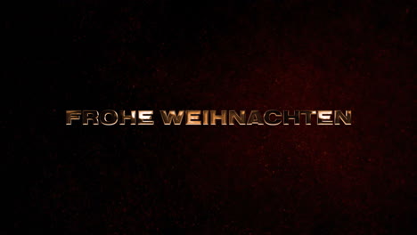 Animation-of-frohe-wihnachten-text-over-snow-falling-on-black-background