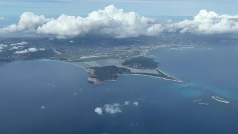 aerial view of ibiza island taken from a cockpit in a winter’s afternoon