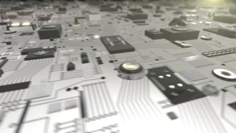 white futuristic circuit board rotation