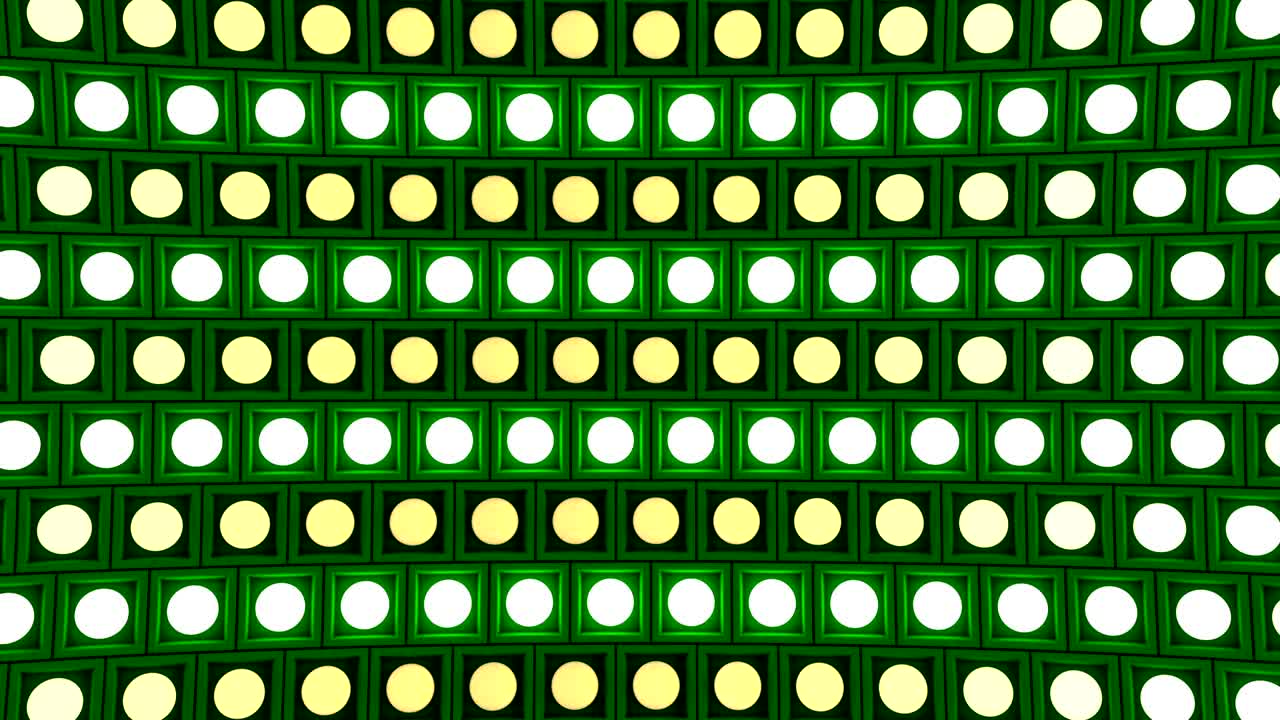 luces parpadeantes bombillas de pared patrón de rotación horizontal etapa de fondo verde bucle vj