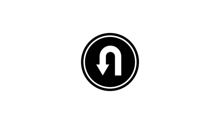 U-Turn Arrow Sign Animation on White Background