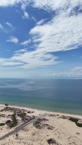aerial view pan of the coast and the sea in la gi (vietnam)