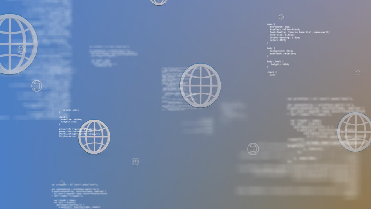 animación de los iconos del globo sobre el procesamiento de datos