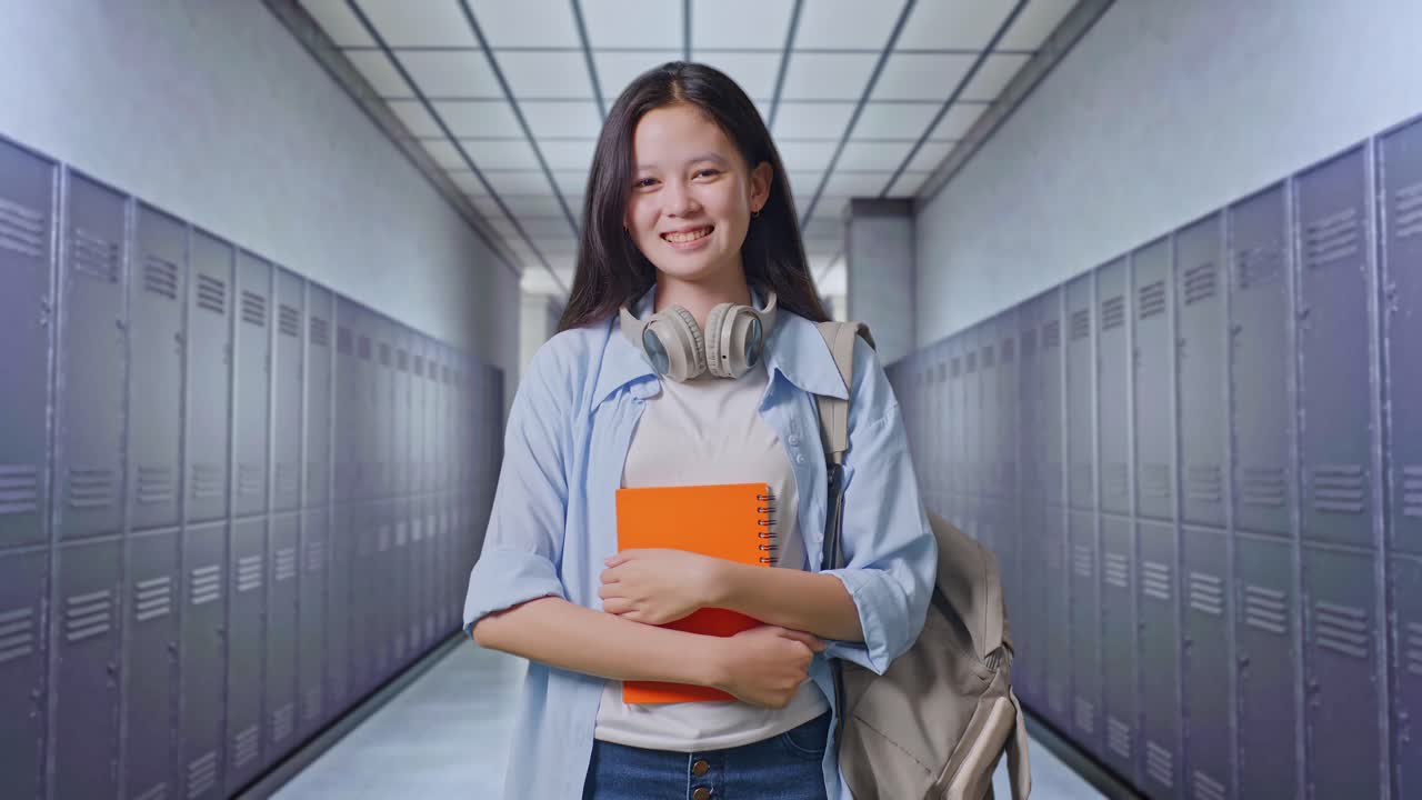 Studente nel corridoio della scuola.