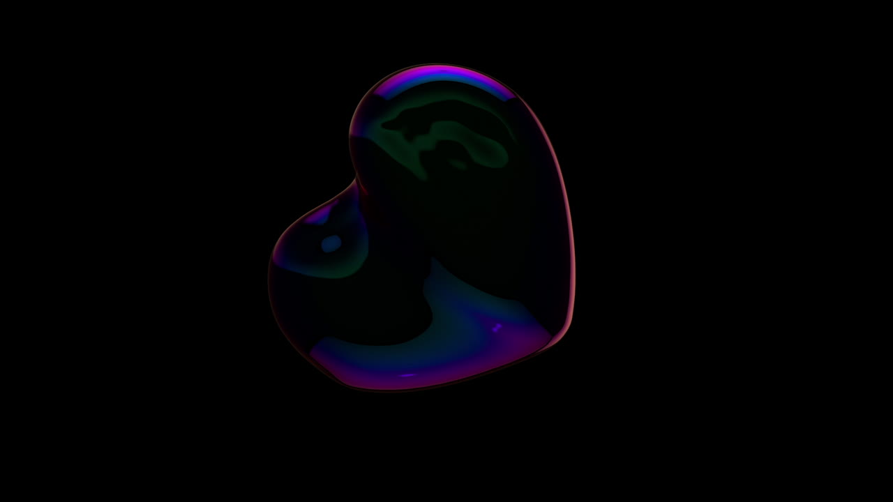 어두운 방에 떠 있는 비누방울 하트