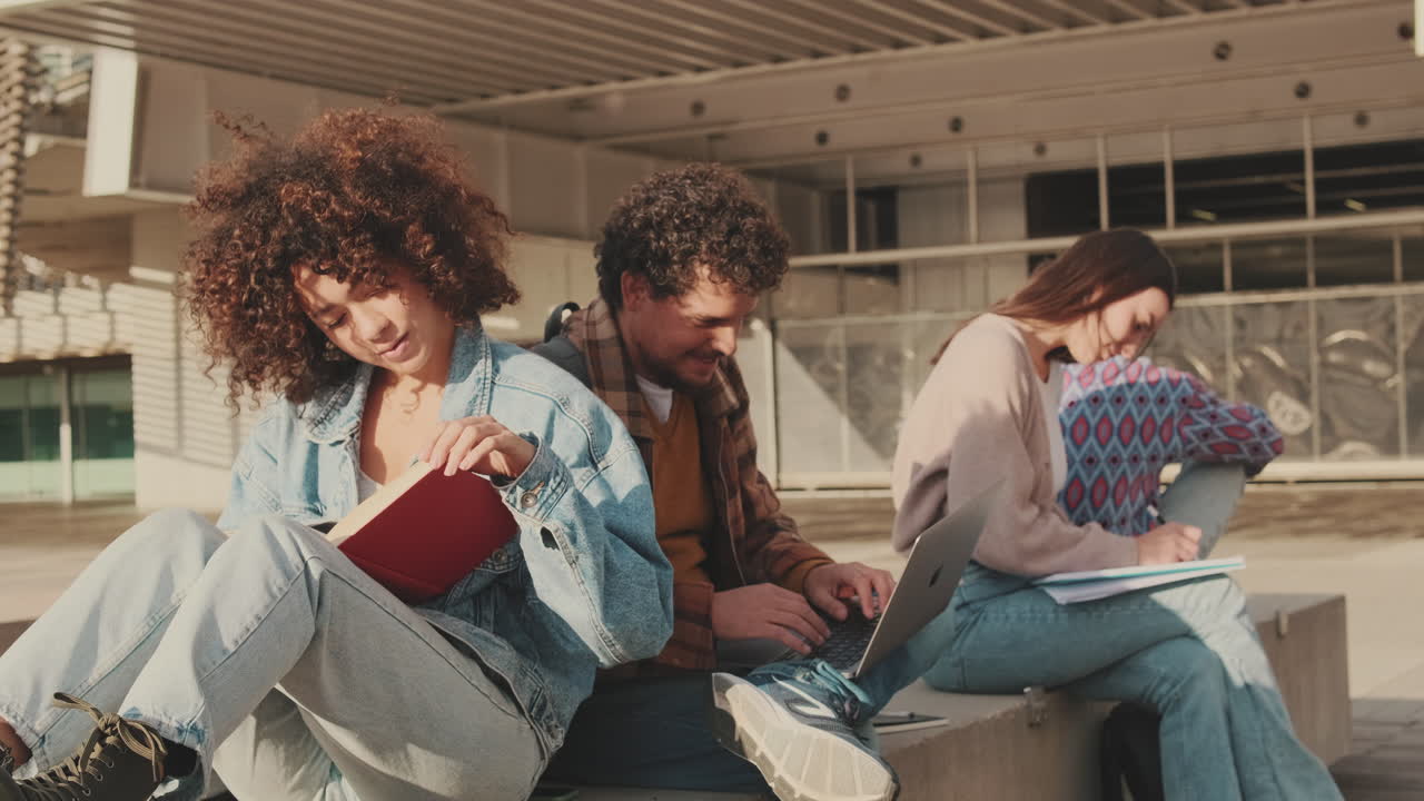 Students Studying Together on Campus