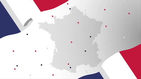 happy bastille day celebration with france flag and map