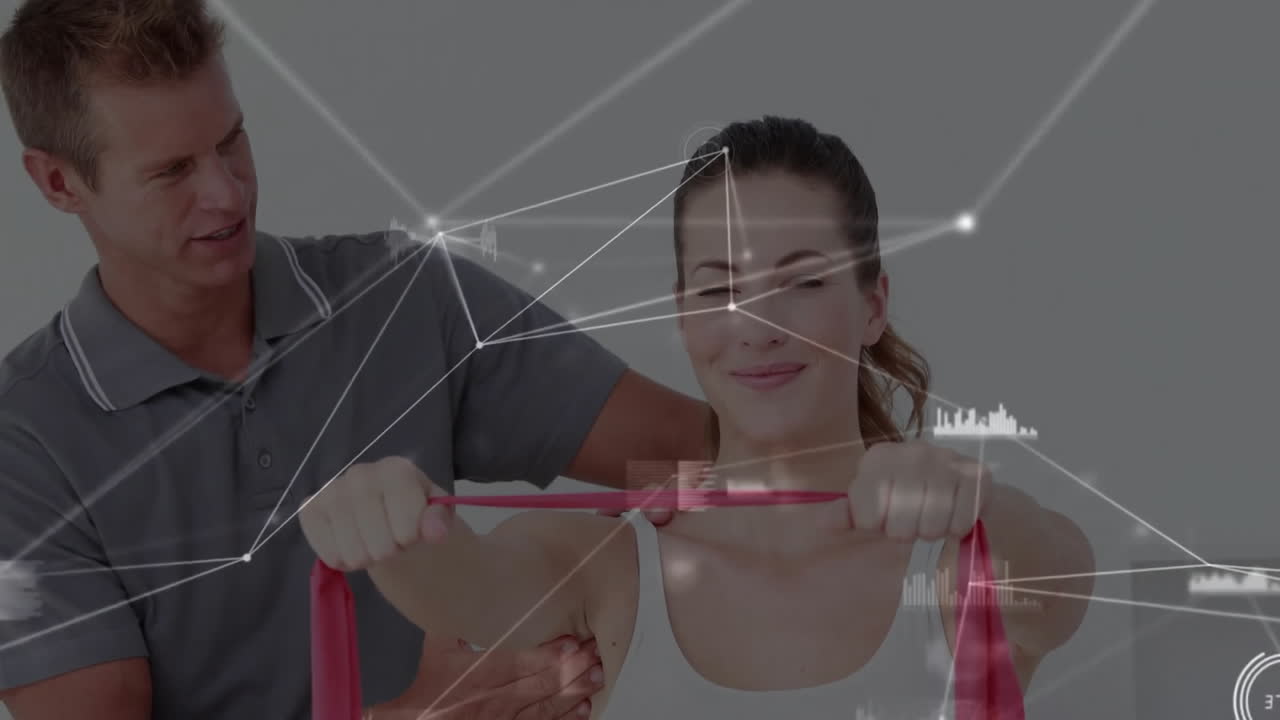 백인 피지오테라피스트와 환자에 대한 데이터 처리에 대한 연결 네트워크의 활성화