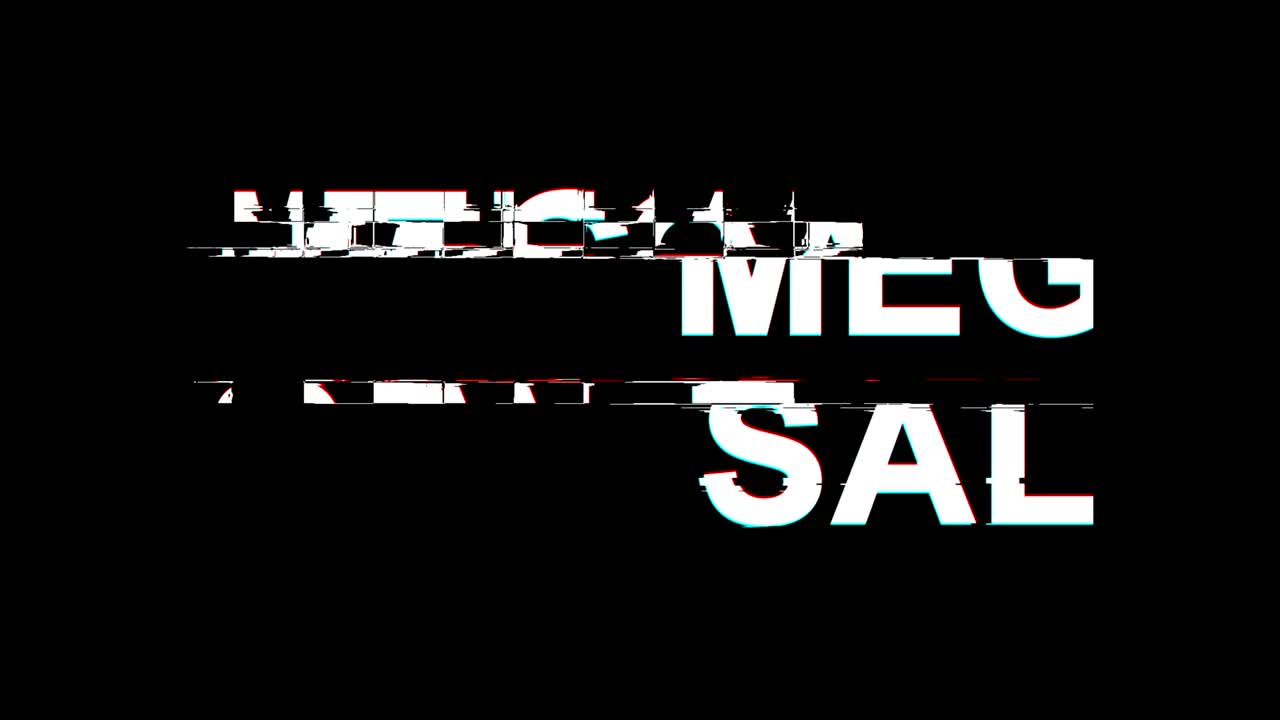 메가 글리치 효과 텍스트 디지털 tv 왜곡 4k 루프 애니메이션