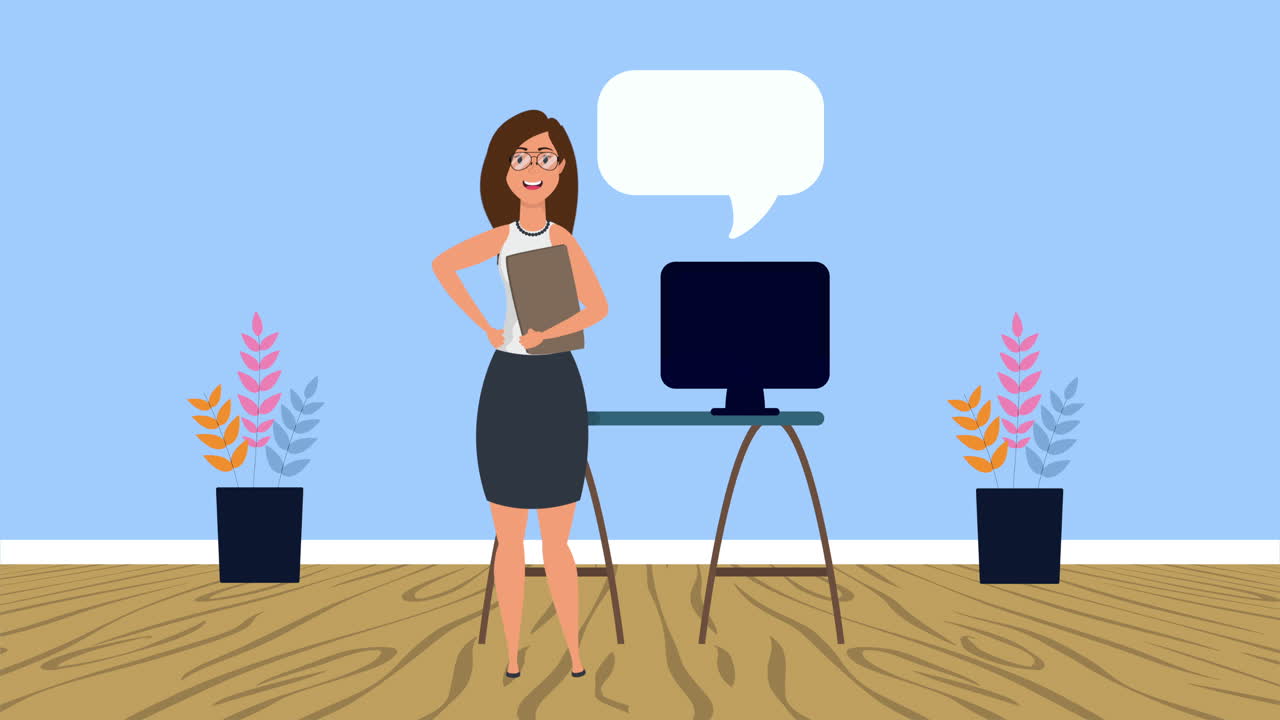young businesswoman in the office character