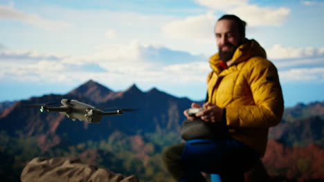 traveler balances adventure and creating content by filming with his drone