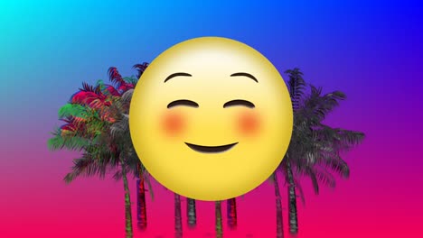 Blushing-emoji-and-palm-trees