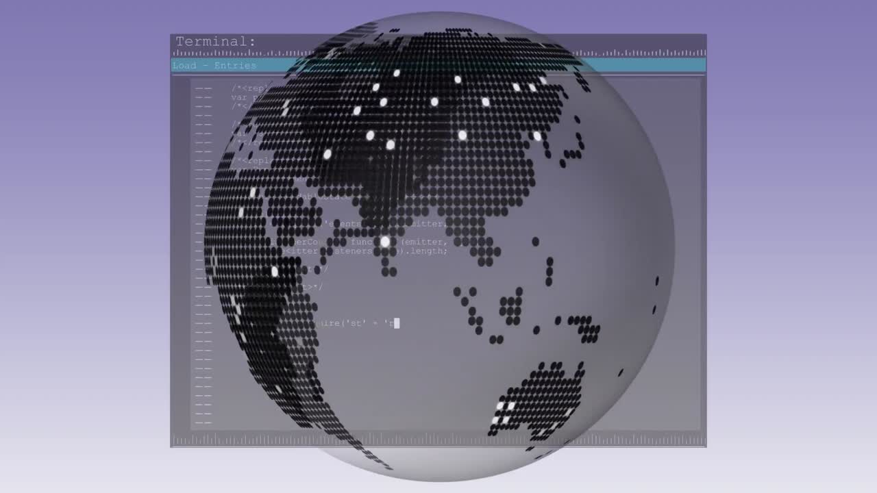 animación del globo giratorio sobre el procesamiento de datos