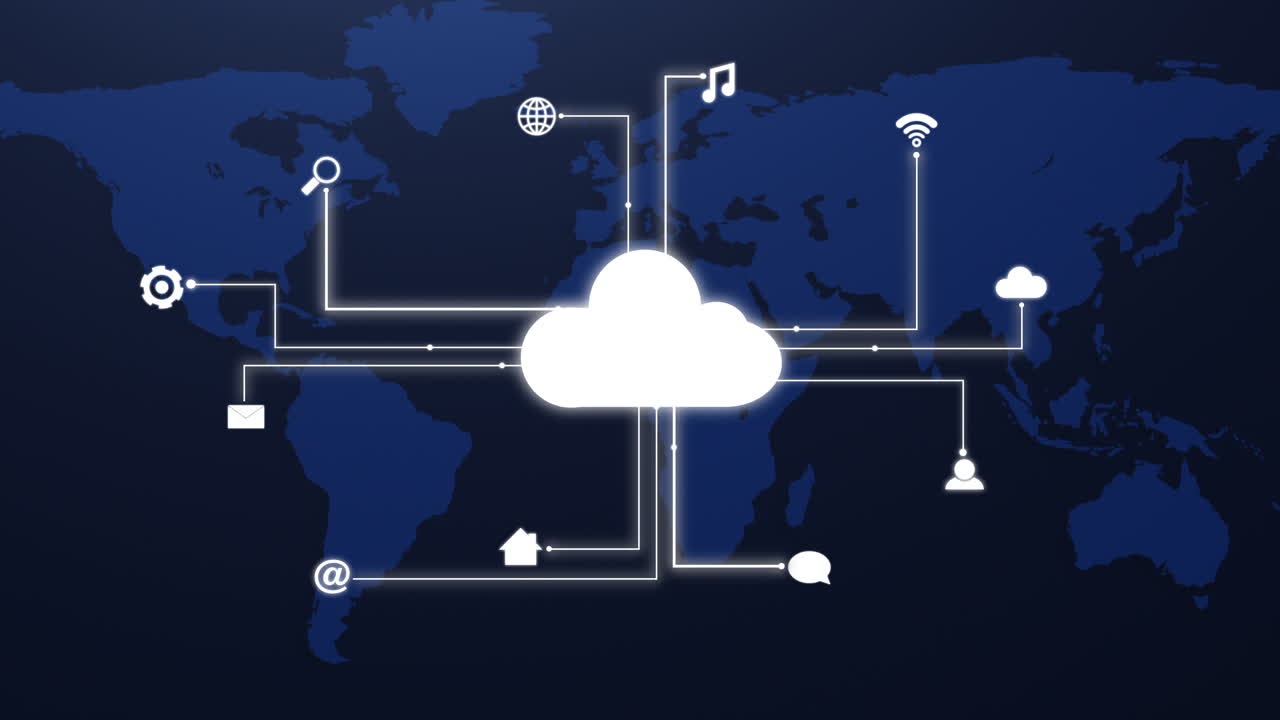 Cloud Computing Network Over World Map