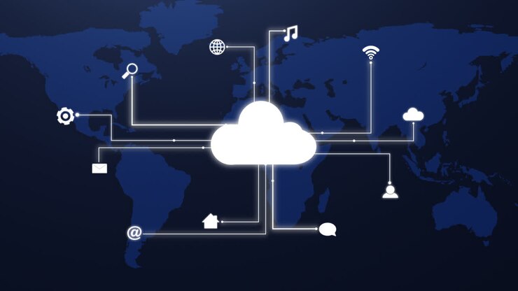 Cloud Computing Network Over World Map
