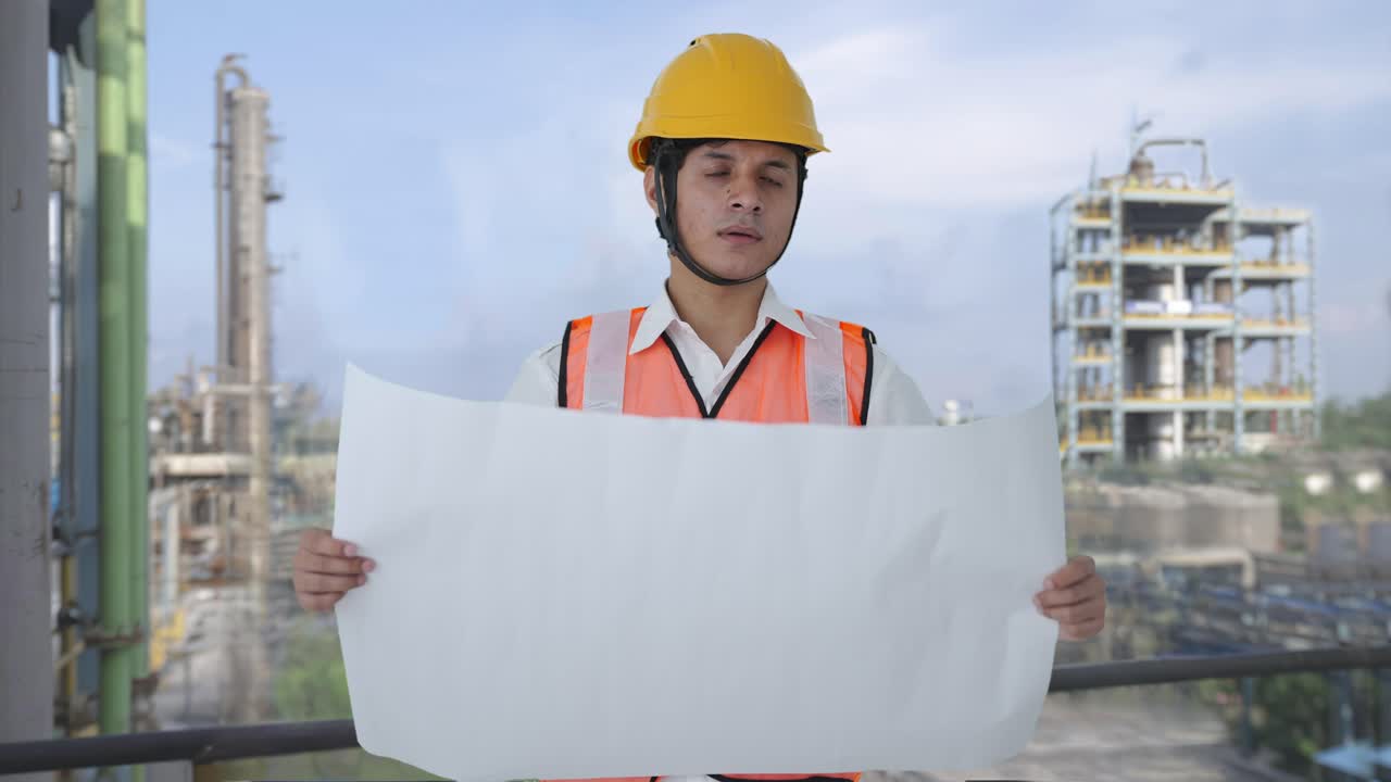 arquitecto indio mirando el plano del edificio