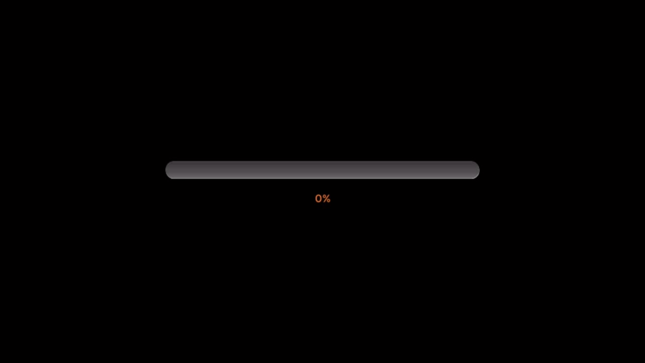 Animation orange loading bar isolate on black background.