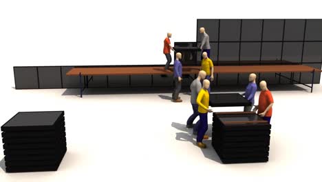 3d team building a wall