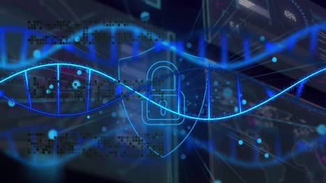Animation of data processing over padlock