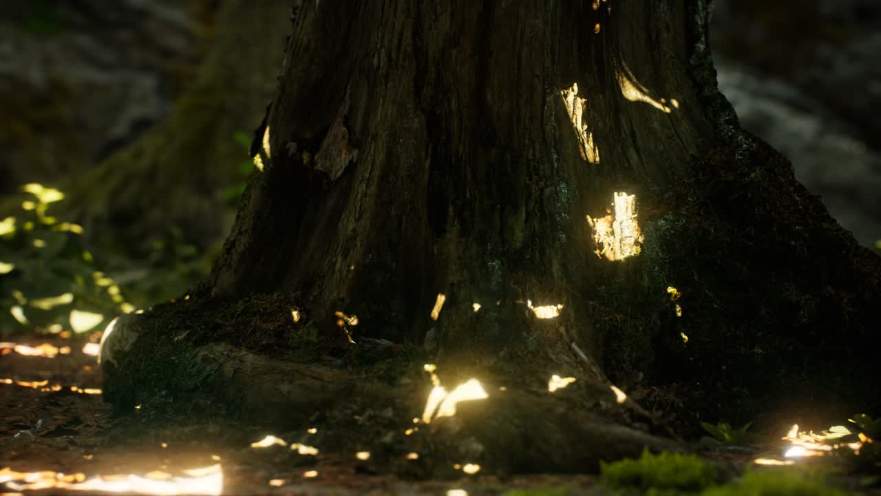 ⁇ 빛 광선 이 열대 우림 의 잎 을 통해  ⁇ 아져 나온다