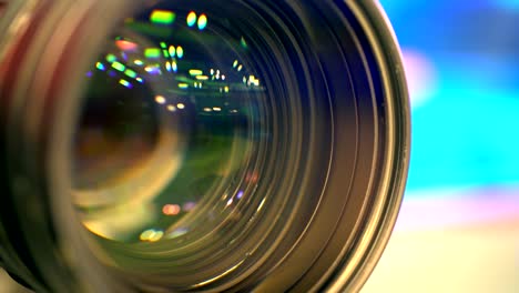 a macro view of a working camera lens.