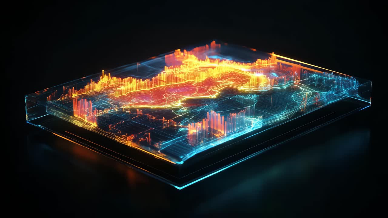 Abstract Crystal Structure with Glowing Trails