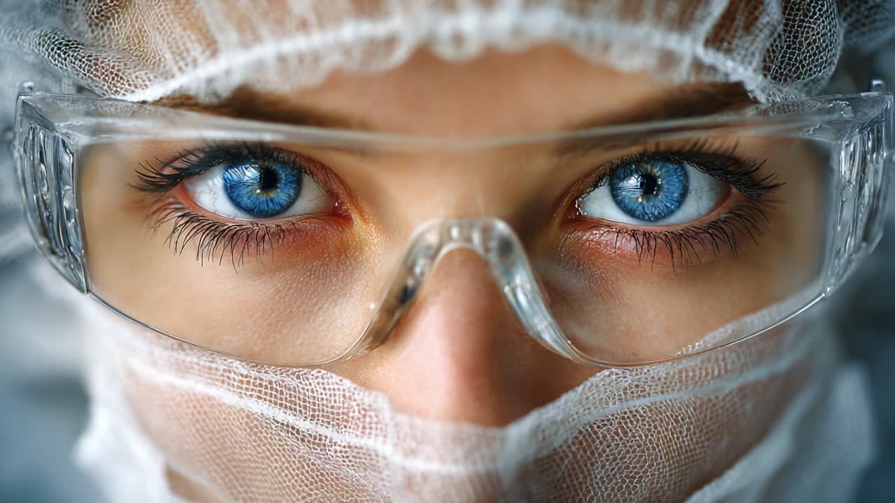 Intense Focus: A Close-Up of Eyes Highlighting Concentration, Dedication, and Protection in a Professional Environment
