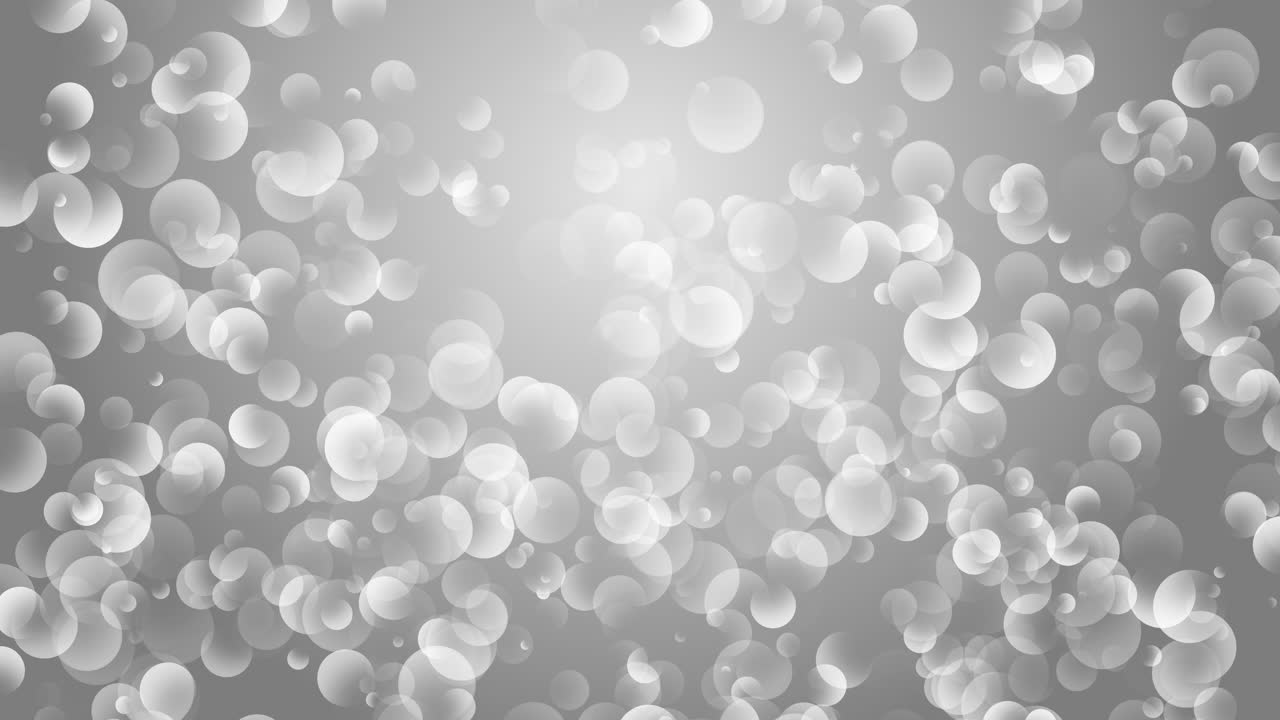 Grey abstract background with light and white bubbles. Copy space. Loop animation.