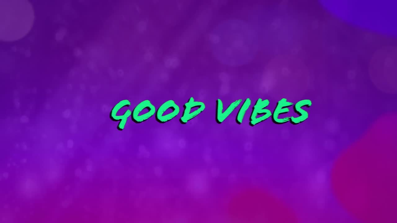 Animation of good vibes text over purple background