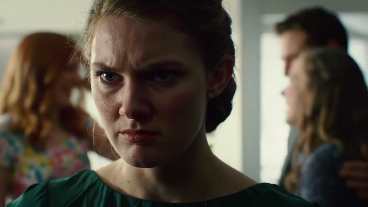 A Woman's Expression of Anger and Disappointment in a Social Gathering as Tension Builds During an Unfortunate Event Captured in Two Contrasting Frames