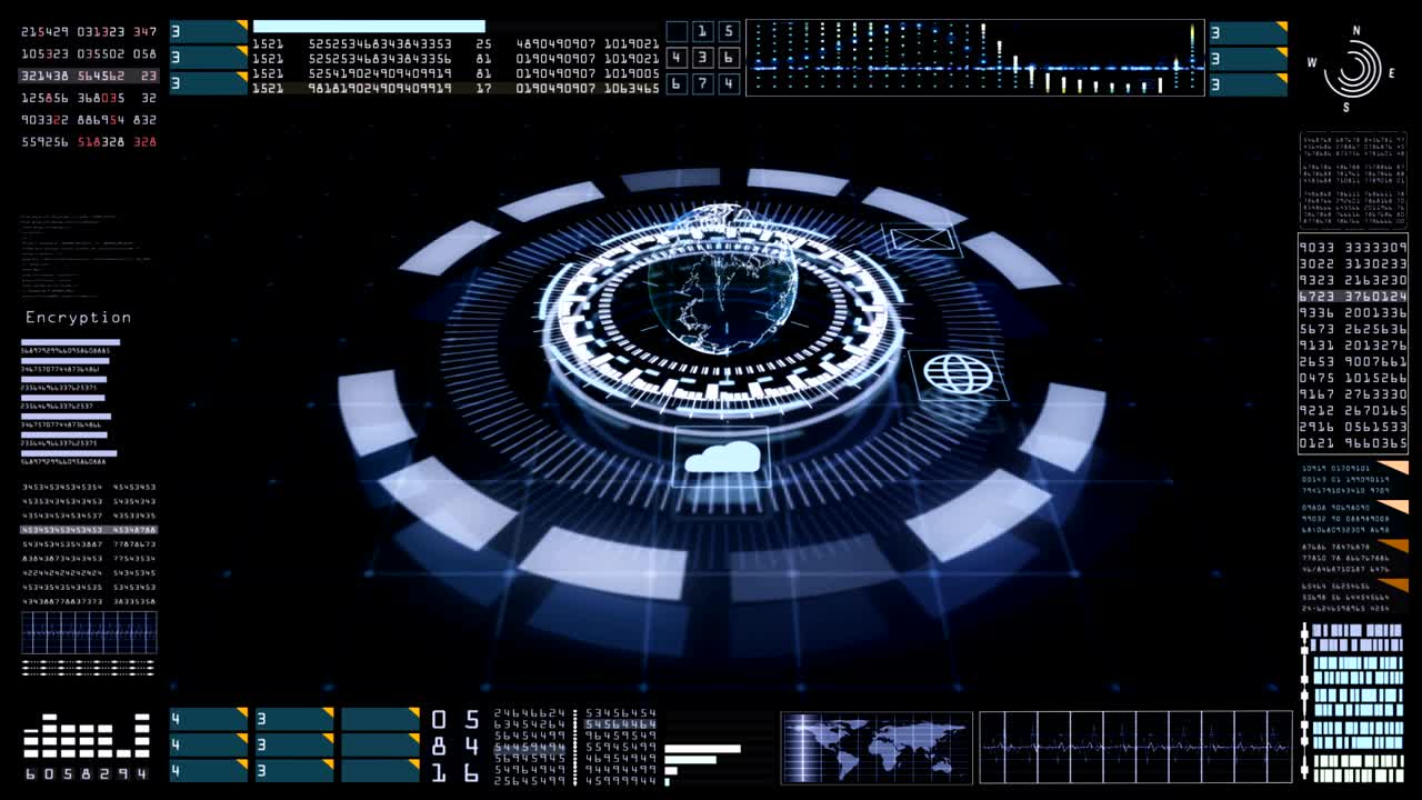 Technology communication and connection with Futuristic user interface head up display. Earth element furnished by Nasa