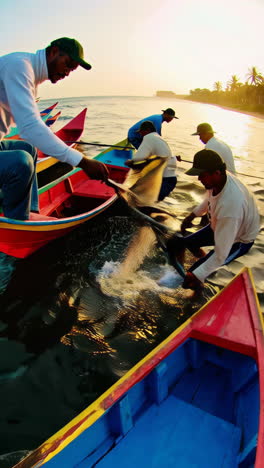 sunrise fishing scene in a tropical coastal area