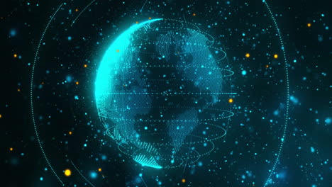 globo digital giratorio con puntos y líneas de datos, animación de red global