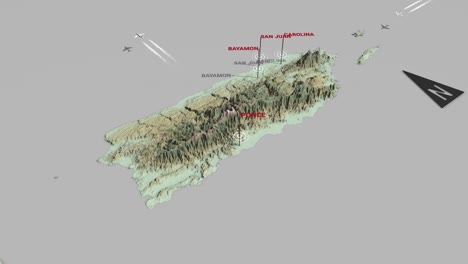 mapa del terreno en 3d de puerto rico
