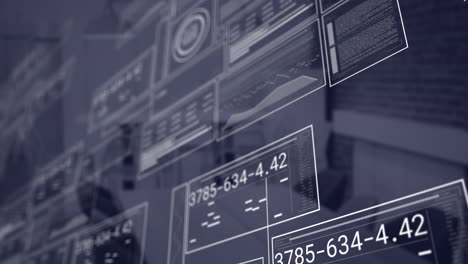 animación de pantallas con procesamiento de datos financieros en la oficina