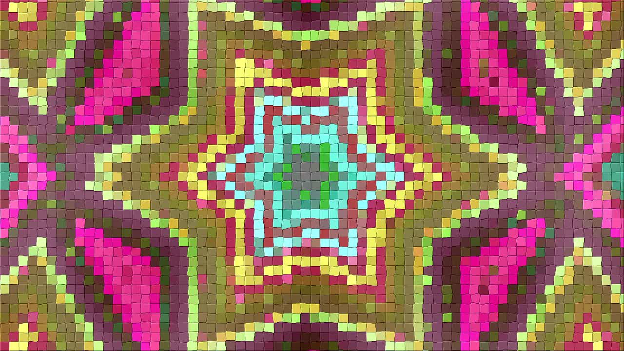 patrón complejo abstracto de un mosaico. dinámica brillante transformación y composición pulsante. en bucle
