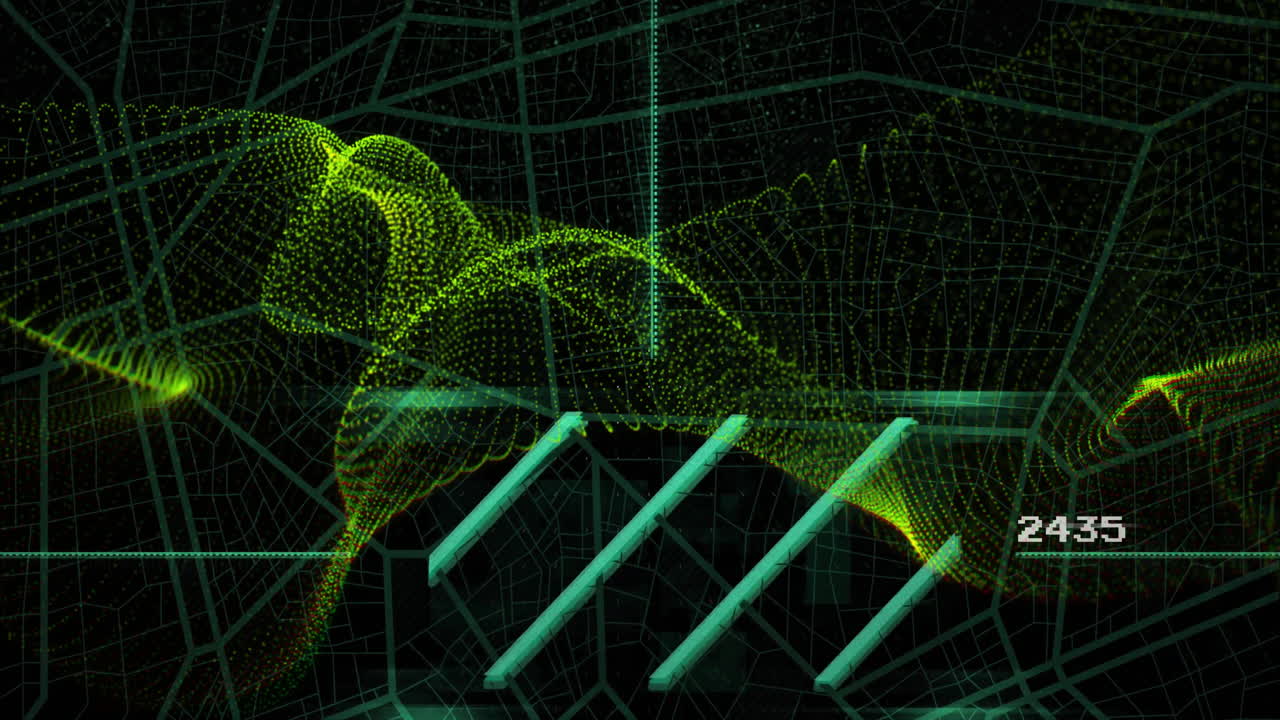 검은색 배경에서 데이터 처리 및 연결의 애니메이션