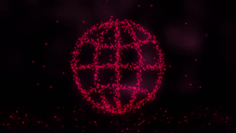 fondo de tecnología de comunicación de red futurista. esfera con puntos brillantes. animación de la formación del icono de internet a partir de puntos