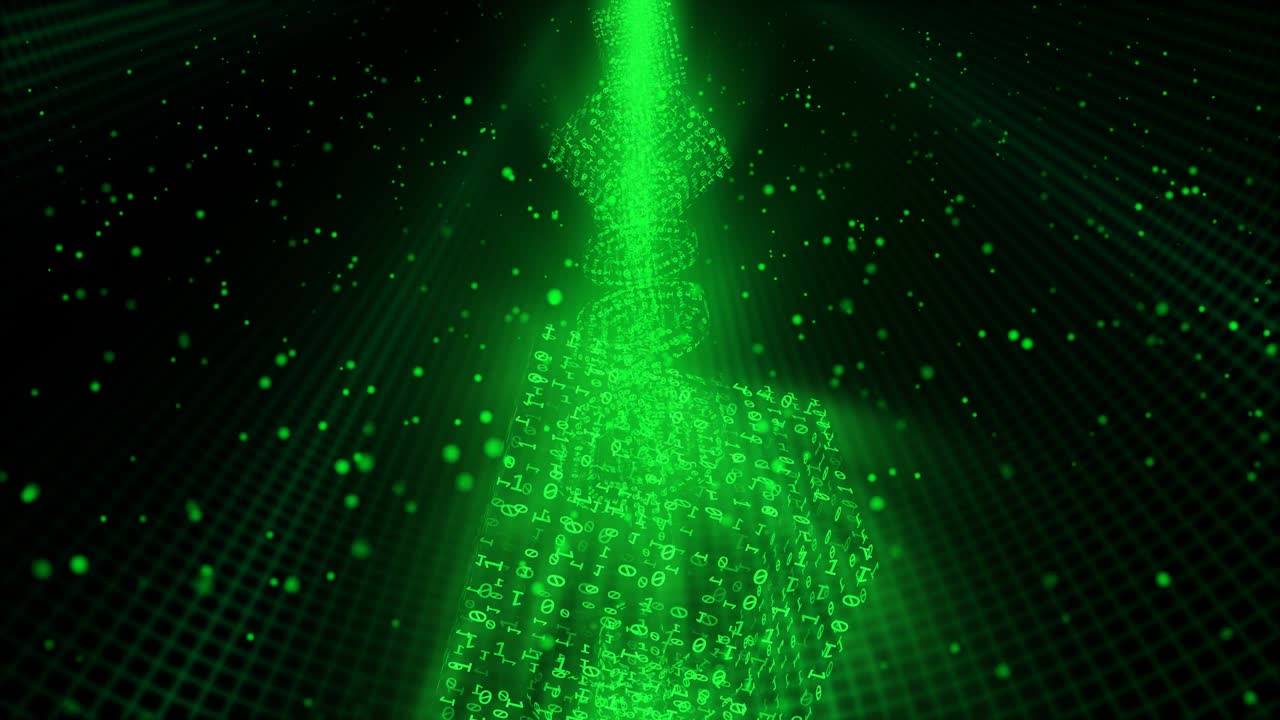 미래의 이진 컴퓨터 네트워크에서 블록체인 기술 개념 - 4k 원활한 루프 모션 배경 애니메이션