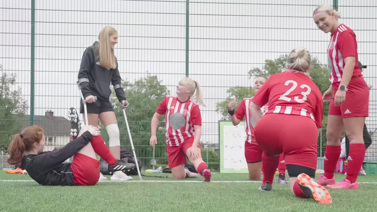 Women's Soccer Team Training and Stretching
