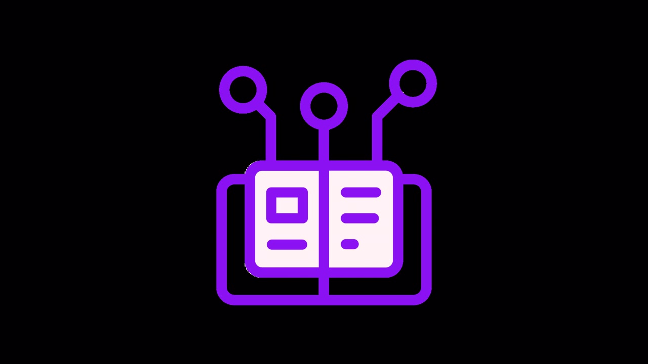 Animated Digital Book Icon with Circuitry Elements