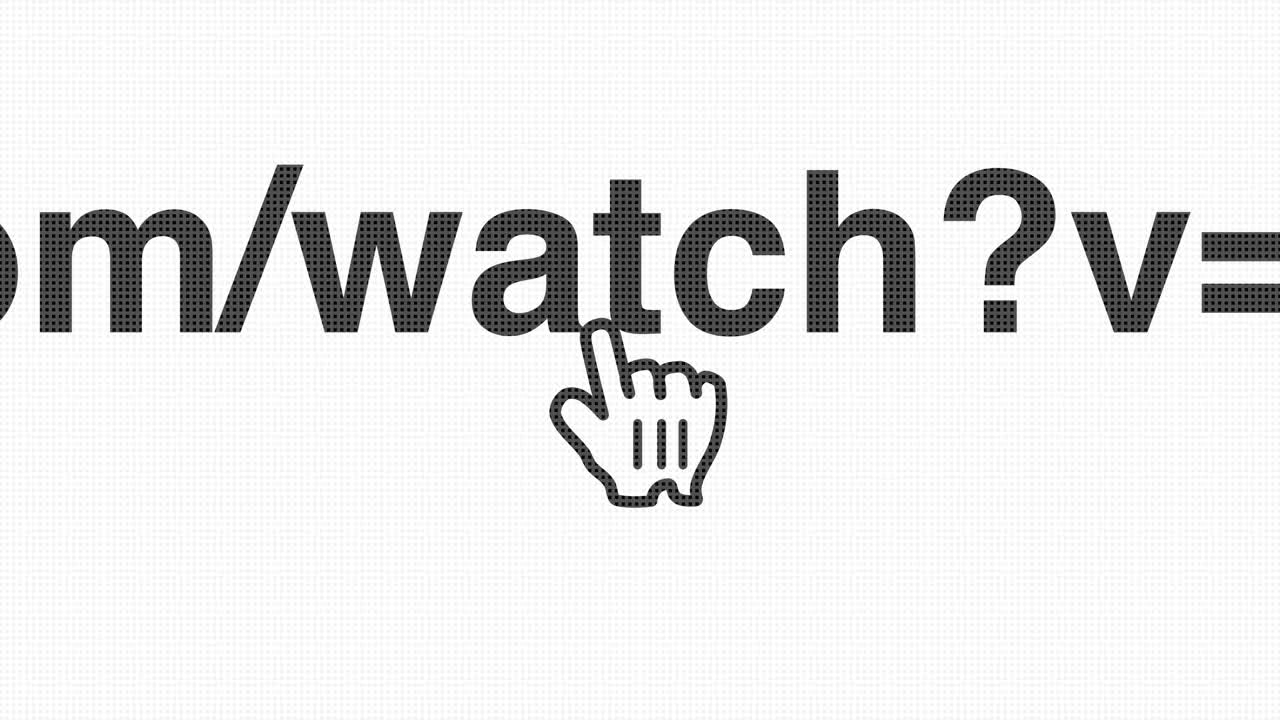 Animated cursor hand pointer clicks website 'watch' hyperlink screen