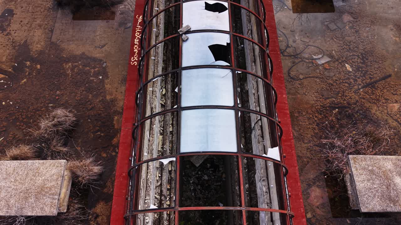 Exploring the remains of an abandoned structure from above