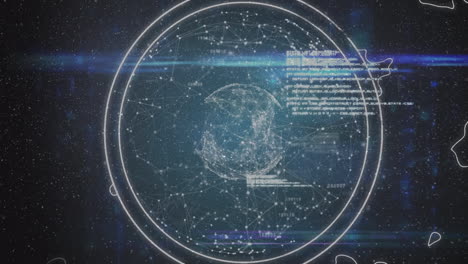 animación de la red de conexiones y procesamiento de datos en todo el mundo