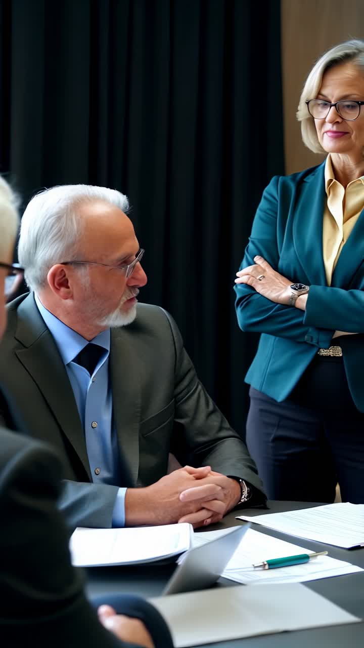 A group of people are sitting around a table, with one man wearing a tie