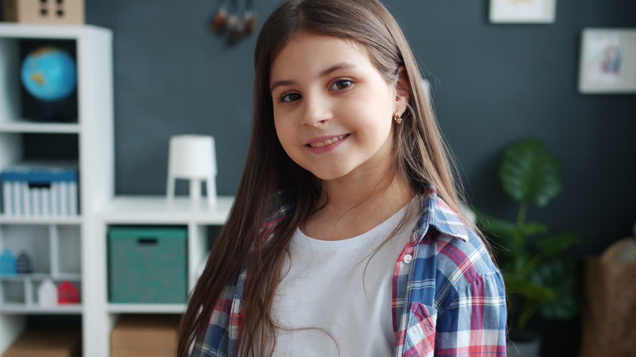 Smiling Girl in a Home Study
