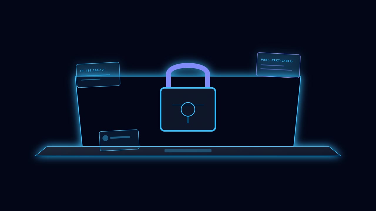Digital Cybersecurity Concept with Glowing Laptop and Security Lock Icon
