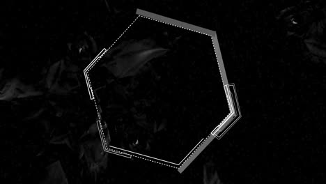 Geometric shape with white lines animation over dark textured background