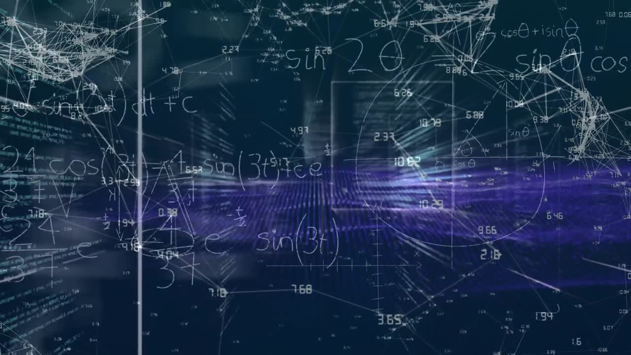 Animation of network of connections with equations and data processing