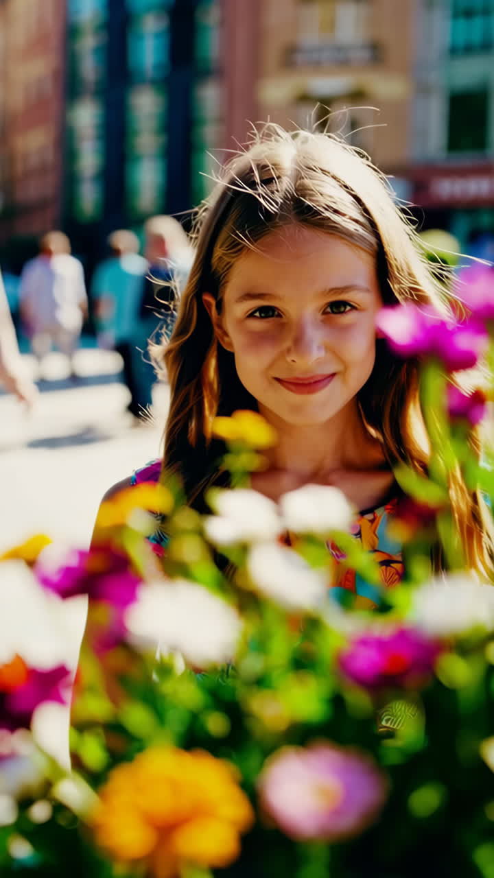 City Street Scene and Senior Woman Portrait